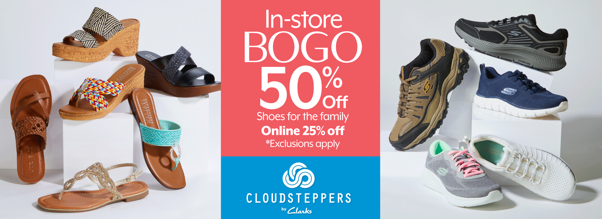 BOGO 50% In-store, 25% Off Online Shoes for the family